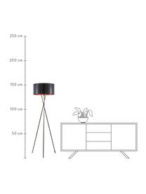 Tripod Stehlampe Giovanna mit Kupfer-Dekor, Schwarz, Ø 45 x H 154 cm