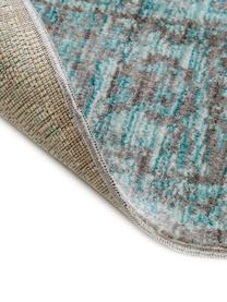 Tapis rond vintage Visconti, Turquoise, gris