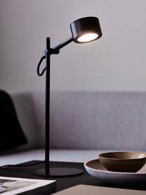 Dimbare LED bureaulamp Clyde, Lampenkap: gecoat metaal, Lampvoet: gecoat metaal, Diffuser: kunststof, Zwart, B 15 x H 41 cm