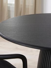Table ronde avec pied strié Nelly, tailles variées, Placage en frêne, avec MDF, certifié FSC, Noir, Ø 115 cm