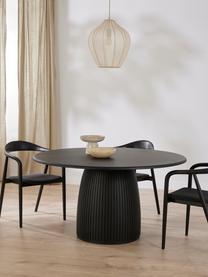 Table ronde avec pied strié Nelly, tailles variées, Placage en frêne, avec MDF, certifié FSC, Noir, Ø 115 cm