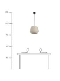 Klassieke hanglamp Dicte van geplooide stof, Lampenkap: stof, Baldakijn: gecoat metaal, Beige, zwart, Ø 40 x H 34 cm