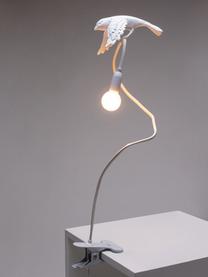 Lámpara de mesa grande regulable con pinza Sparrow, Plástico, Blanco mate, An 10 x Al 100 cm