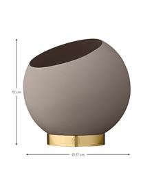 Übertopf Globe aus Metall, Übertopf: Metall, pulverbeschichtet, Fuß: Edelstahl, beschichtet un, Taupe, Ø 17 x H 15 cm