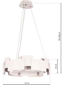 Moderne LED-Pendelleuchte Torino in Weiss, Lampenschirm: Acryl, Metall, beschichte, Baldachin: Metall, beschichtet, Weiss, Transparent, Ø 46 x H 50 cm