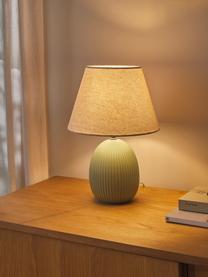 Lámpara de mesa Desto, Pantalla: lino (100% poliéster), Cable: plástico, Verde oliva, Ø 25 x Al 36 cm