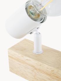 Verstelbare wandlamp Townshend van hout, Fitting: gecoat metaal, Wit, helder hout, D 12 x H 17 cm