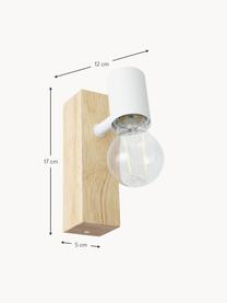 Nastavitelné nástěnné svítidlo z dřeva Townshend, Bílá, světlé dřevo, H 12 cm, V 17 cm