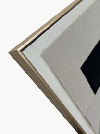Handgemaltes Leinwandbild Green Shapes mit Rahmen, Rahmen: Kunststoff, Beige, Dunkelgrün, Off White, Schwarz, B 60 x H 80 cm