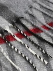 Plaid scozzese Classy Side, 100% poliacrilico, Grigio, grigio chiaro, rosso, nero, bianco, Larg. 130 x Lung. 170 cm