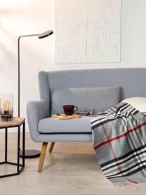 Geruite plaid Classy Side in grijs, 100% polyacryl, Grijs, lichtgrijs, rood, zwart, wit, 130 x 170 cm