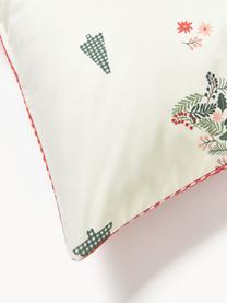 Povlak na přikrývku z bavlněného perkálu Pine, Bílá, červená, zelená, Š 200 cm, D 200 cm