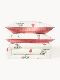 Housse de couette en percale de coton Pine, Blanc, rouge, vert, larg. 200 x long. 200 cm