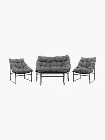 Tuinloungeset Tina, 4-delig, Bekleding: 100% polyester, Frame: gepoedercoat aluminium, Geweven stof donkergrijs, zwart, Set met verschillende groottes