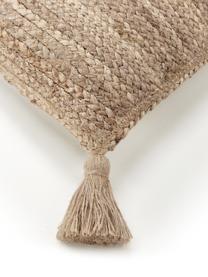 Jute-Kissenhülle Jerome mit Quasten, Rückseite: 100% Baumwolle, Braun, B 40 x L 40 cm