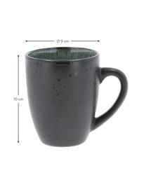 Tazas de gres Gastro, 2 uds., Gres, Verde, negro, Ø 9 x Al 10 cm, 300 ml