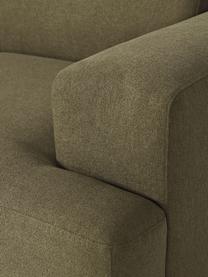 Canapé d'angle 3 places Melva, Tissu vert olive, larg. 238 x prof. 143 cm, dossier à droite