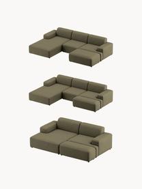 Ecksofa Melva (3-Sitzer), Bezug: 100 % Polyester Der strap, Gestell: Massives Kiefern- und Fic, Füße: Kunststoff Dieses Produkt, Webstoff Olivgrün, B 238 x T 143 cm, Eckteil links