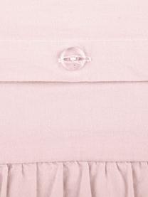 Pościel z perkalu z efektem sprania i falbankami Florence, Jasny różowy, 200 x 200 cm + 2 poduszki 80 x 80 cm