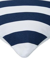 Kussenhoes Sera in donkerblauw/wit met grafisch patroon, 100% katoen, Wit, donkerblauw, B 45 x L 45 cm