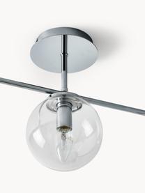 Lampada da soffitto Atlanta, Struttura: metallo cromato, Baldacchino: metallo cromato, Trasparente, cromato, Larg. 70 x Alt. 28 cm