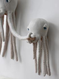 Handgefertigtes Kuschelkissen Octopus, H 55 cm, Unten: Kunstpelz (100 % Polyeste, Off White, Hellbeige, B 23 x H 55 cm