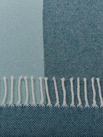 Plaid a righe Stripes, 50% cotone, 50% poliacrilico, Toni blu, Larg. 150 x Lung. 200 cm