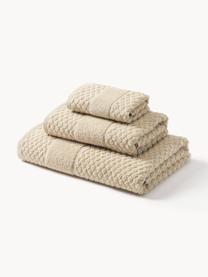 Set di asciugamani con motivo a nido d'ape Katharina, in varie misure, Beige, Set da 3 (asciugamano ospite, asciugamano e telo bagno)
