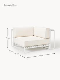 Tuin hoekmodule Caio, Bekleding: 100% polyester Met 20.000, Frame: aluminium, Gebroken wit, wit, B 115 x D 115 cm