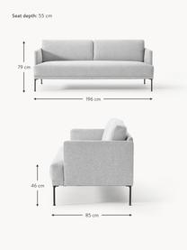 Sofa Fluente (3-Sitzer), Bezug: 100 % Polyester Der strap, Gestell: Massives Kiefernholz, Bir, Füße: Metall, pulverbeschichtet, Webstoff Hellgrau, B 196 x T 85 cm