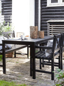 Mesa de comedor para jardínn de madera Rosenborg, Madera de caoba, lacado con poliuretano, Negro, An 165 x Al 75 cm