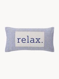 Gestreifte Kissenhülle Relax aus recycelter Baumwolle, 100% Baumwolle, GRS-zertifiziert, Blau, Cremeweiß, B 30 x L 60 cm