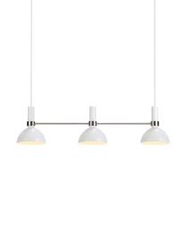 Grote hanglamp Larry, Baldakijn: gelakt metaal, Wit, chroomkleurig, 100 x 24 cm