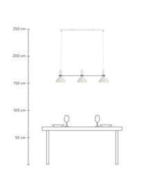 Grote hanglamp Larry, Baldakijn: gelakt metaal, Wit, chroomkleurig, 100 x 24 cm