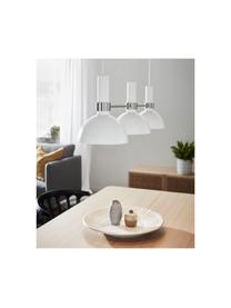 Grote hanglamp Larry, Baldakijn: gelakt metaal, Wit, chroomkleurig, 100 x 24 cm