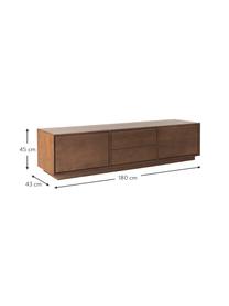 TV-Lowboard Noel aus Eschenholzfurnier mit Kabeldurchlass, Korpus: Mitteldichteholzfaserplat, Dunkles Holz, B 180 x H 45 cm