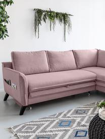 Divano letto angolare in tessuto rosa cipria Charming Charlie, Rivestimento: 100% poliestere con sensa, Struttura: legno, truciolato, Rosa cipria, Larg. 230 x Prof. 200 cm