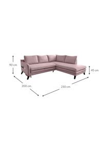 Divano letto angolare in tessuto rosa cipria Charming Charlie, Rivestimento: 100% poliestere con sensa, Struttura: legno, truciolato, Rosa cipria, Larg. 230 x Prof. 200 cm