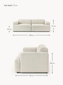 Sofa Melva (3-Sitzer), Bezug: 100 % Polyester Der strap, Gestell: Massives Kiefern- und Fic, Webstoff Hellbeige, B 238 x T 101 cm