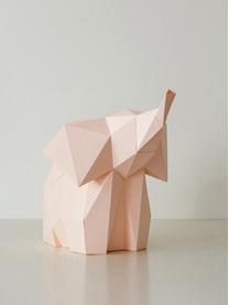 Tafellamp Baby Elephant, bouwpakket van papier, Lampenkap: papier, 160 g/m², Voetstuk: MDF, kunststof, Roze, 23 x 24 cm