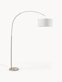 Grand lampadaire arc Niels, Gris chrome, blanc, haut. 218 cm