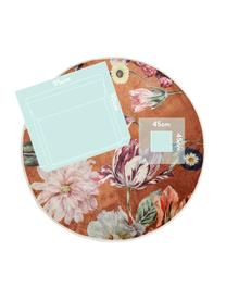 Runder Teppich Filou mit Blumenmuster, 60% Polyester, 30% thermoplastisches Polyurethan, 10% Baumwolle, Karamellbraun, Mehrfarbig, Ø 180 cm (Größe L)