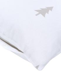 Flanelová posteľná bielizeň s jedličkami X-mas Tree, Biela, sivobéžová, 135 x 200 cm + 1 vankúš 80 x 80 cm
