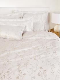 Baumwollsatin-Bettdeckenbezug Hurley mit Jacquard-Muster, Webart: Satin Fadendichte 280 TC,, Cremeweiß, Hellbeige, B 200 x L 200 cm