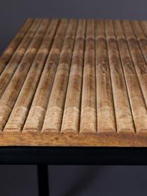 Massivholz-Couchtisch Randi im Industrial Design, Tischplatte: Mangoholz, massiv, Füße: Stahl, pulverbeschichtet, Tischplatte: Mangoholz Füße: Schwarz, B 110 x H 40 cm