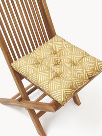 Coussin de chaise avec motif graphique Milano, Jaune moutarde, blanc, larg. 40 x long. 40 cm