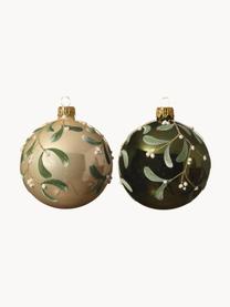 Bolas de Navidad Fleo, 6 uds., Verde, beige claro, Ø 8 cm