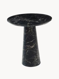 Mesa de comedor redonda en aspecto mármol Disc, Ø 70 cm, Tablero: tablero de fibras de dens, Negro aspecto mármol, Ø 70 cm