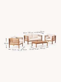 Garten-Lounge-Set Bo, 4-tlg., Webstoff Beige, Akazienholz, Set mit verschiedenen Größen