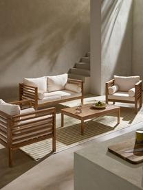 Set lounge para exterior Bo, 4 pzas., Tapizado: poliéster (resistente a l, Tejido beige, madera de acacia, Set de diferentes tamaños